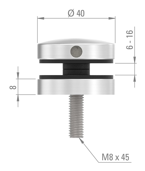 Glaspunkthalter Edelstahl V2A Ø 40 mm flach – Punkthalter-10-5041.4