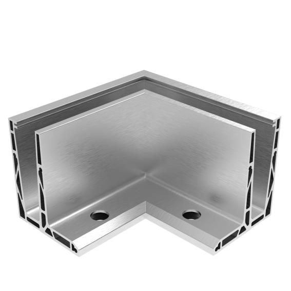 Eckverbinder Aluminium Satin-ELOX fuer Glas 12-21-52 mm 90 Aussenwinkel Oberverankerung-89-11AL0006ECOSE90OUT-A.4
