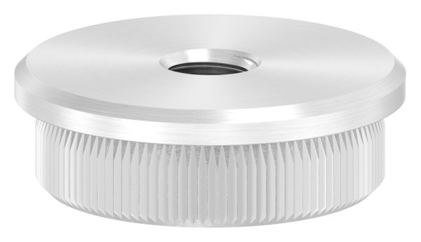 Rohrabschlussstopfen Edelstahl V2A fuer Rohr Ø 33-7 mm x 2-5 mm mit M8 Gewinde flach-11-5124.4