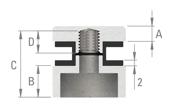 Glaspunkthalter-Oberteil Ø 30 mm- V2A-10-5000.4OT