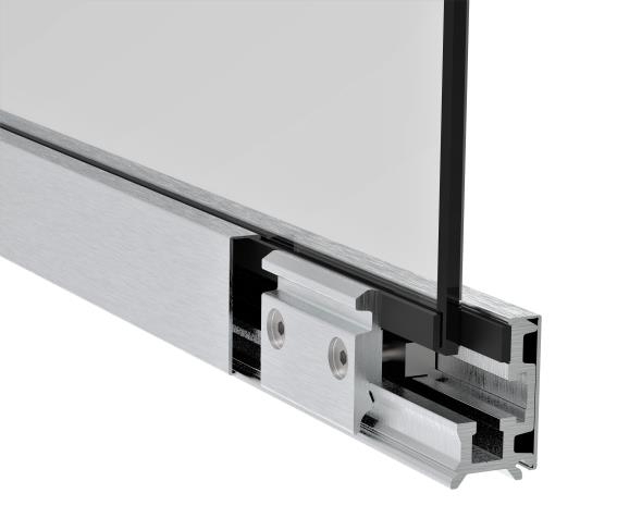 Laufschienenrohr Aluminium fuer Glasschiebetuer 3m - Glas 8-12mm - Elox- Satin-INOX-89-11GSALZP32X46SVA-A.4