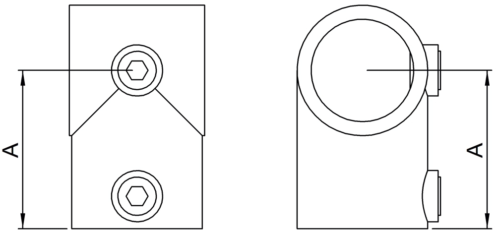 Rohrverbinder - T-Stueck kurz - 101B34-C42 - 33-7 mm; 42-4 mm - 1-; 1 1-4- - Feuerverzinkt u. Elektrogalvanisiert-101B34-C42