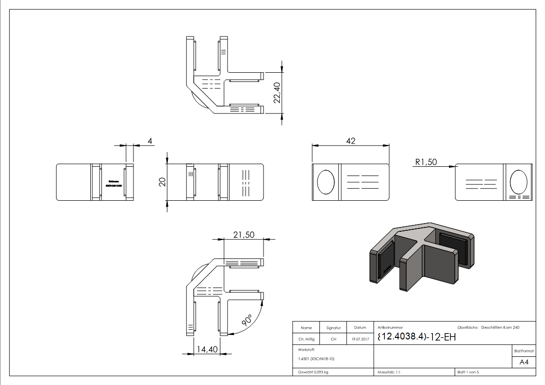 Glasausrichter - fuer Glas- 12-76-13-52 mm - V2A-12-4038.4