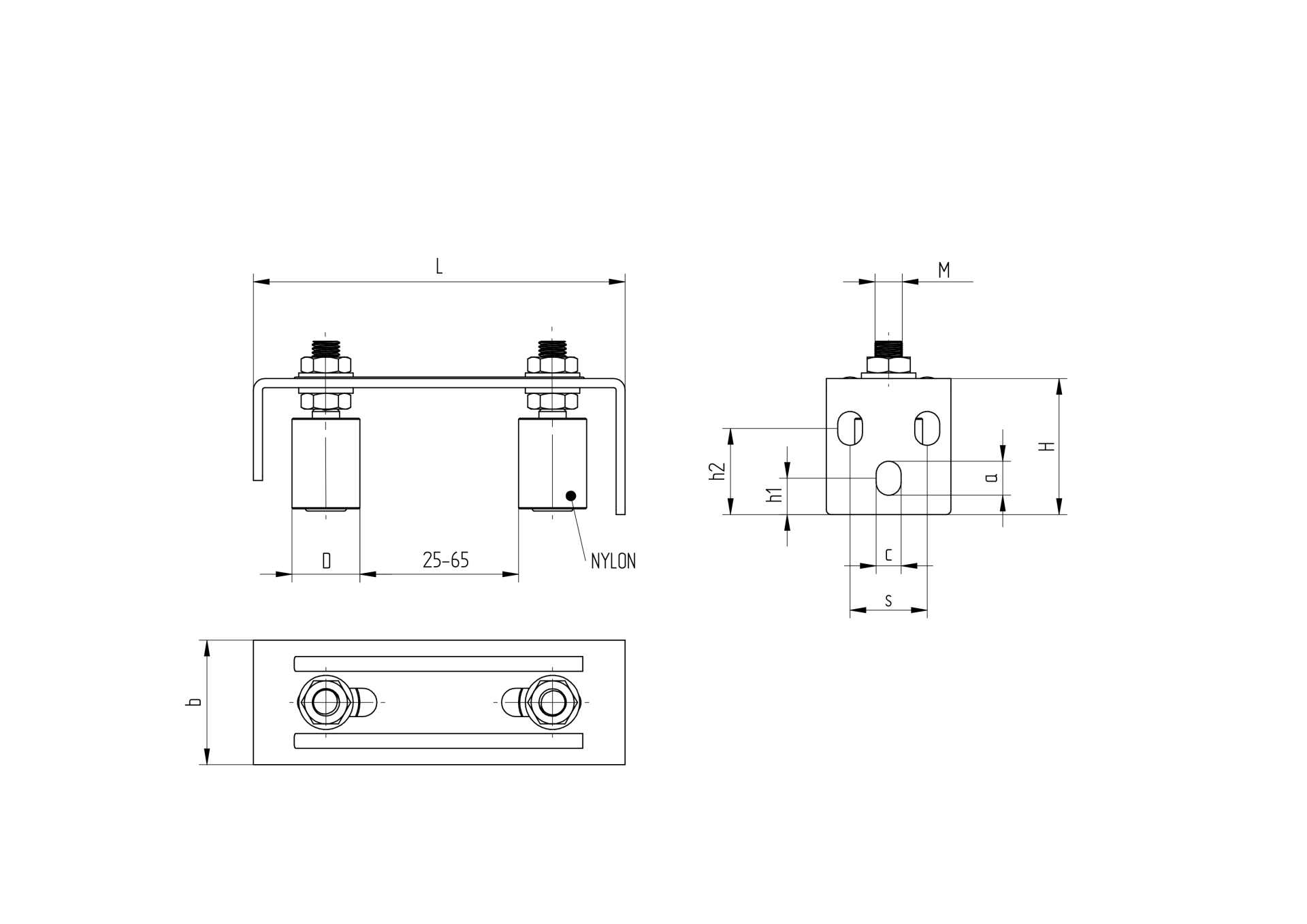 Fuehrungsbuegel mit 2 Rollen Stahl verzinkt 165 x 68 mm Rolle Ø 40-5 mm M16-89-11H122-A.4