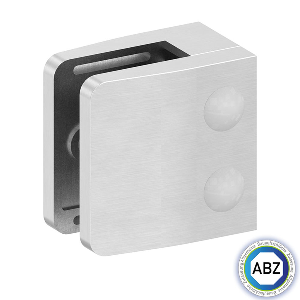Glasklemme - mit ABZ Zulassung - Masse- 52x52x32-5 mm - verschiedene Anschluesse - V2A - V4A - Zink - Edel- Optik-GLASKLEMME-F-34-60-4.10