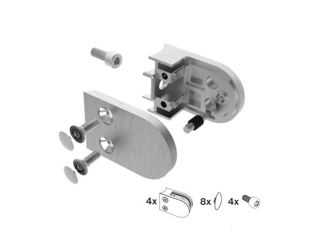 Glashalter V2A fuer Rohr Ø 42-4 mm fuer 6 - 12-76 mm Glas geschliffen 4er Set-18-2542-A-SET.4