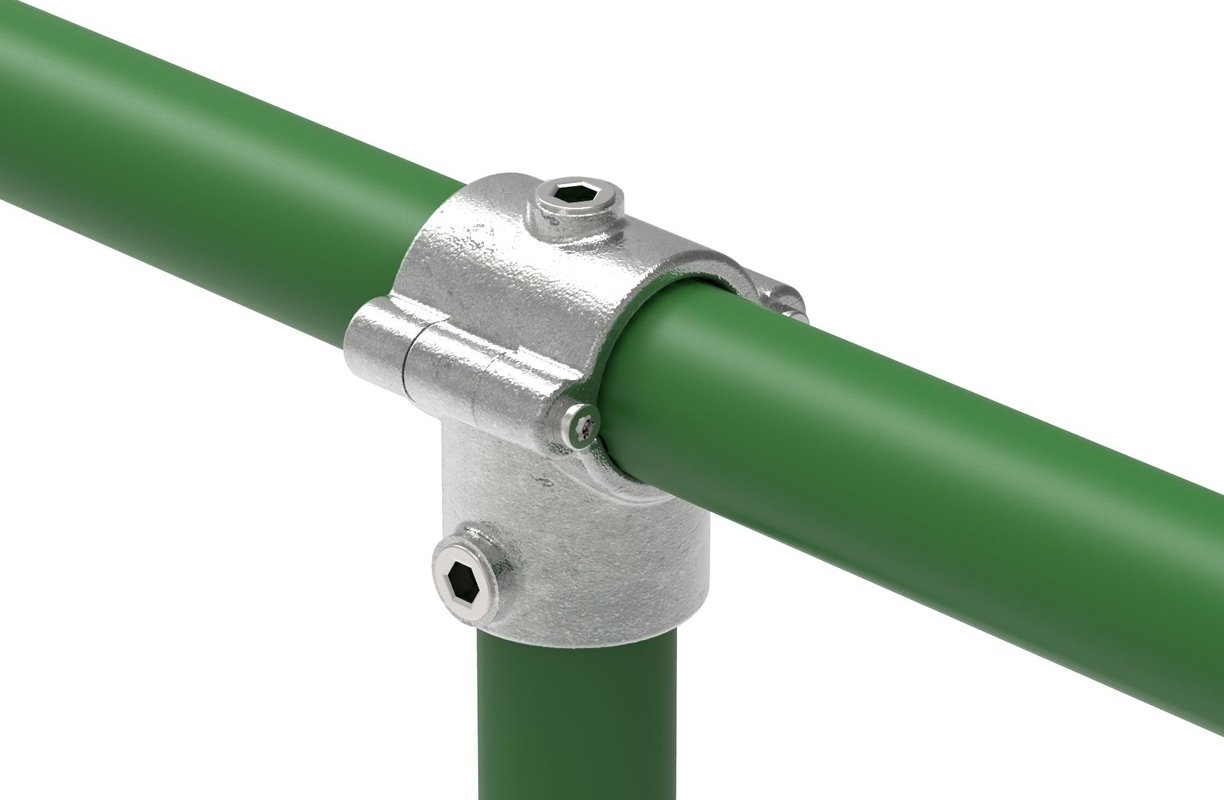 Rohrverbinder - T-Stueck mit Bolzen aufklappbar - 136 - 33-7 mm - 48-3 mm - 1- - 1 1-2- - Feuerverzinkt u. Elektrogalvanisiert-136