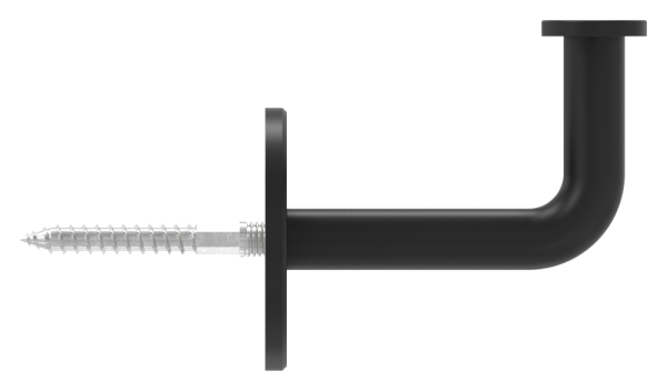 Handlaufhalter mit flacher Platte- -Ronde und Buegel verschweisst- V2A in RAL 9005 beschichtet-88-1150369-240-00.9005