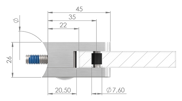 Glasklemme 45x45x26 mm AbZ fuer Anschluss Ø 42-4 mm Zink-10-3042.3ABZ