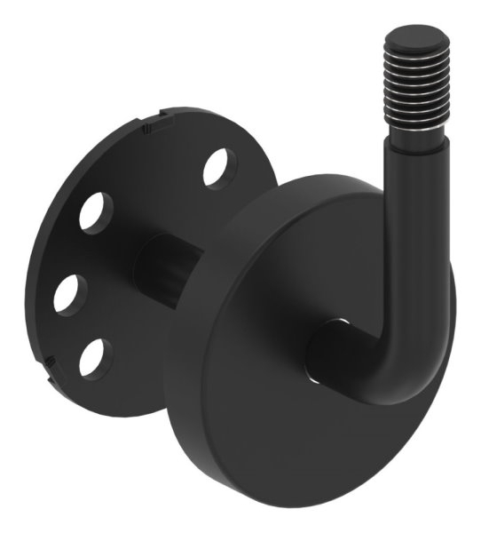 Handlaufhalter Edelstahl V2A M12 Wandabstand 75 mm RAL 9005 schwarz matt inkl- Rosette-88-1150504-240-75.9005