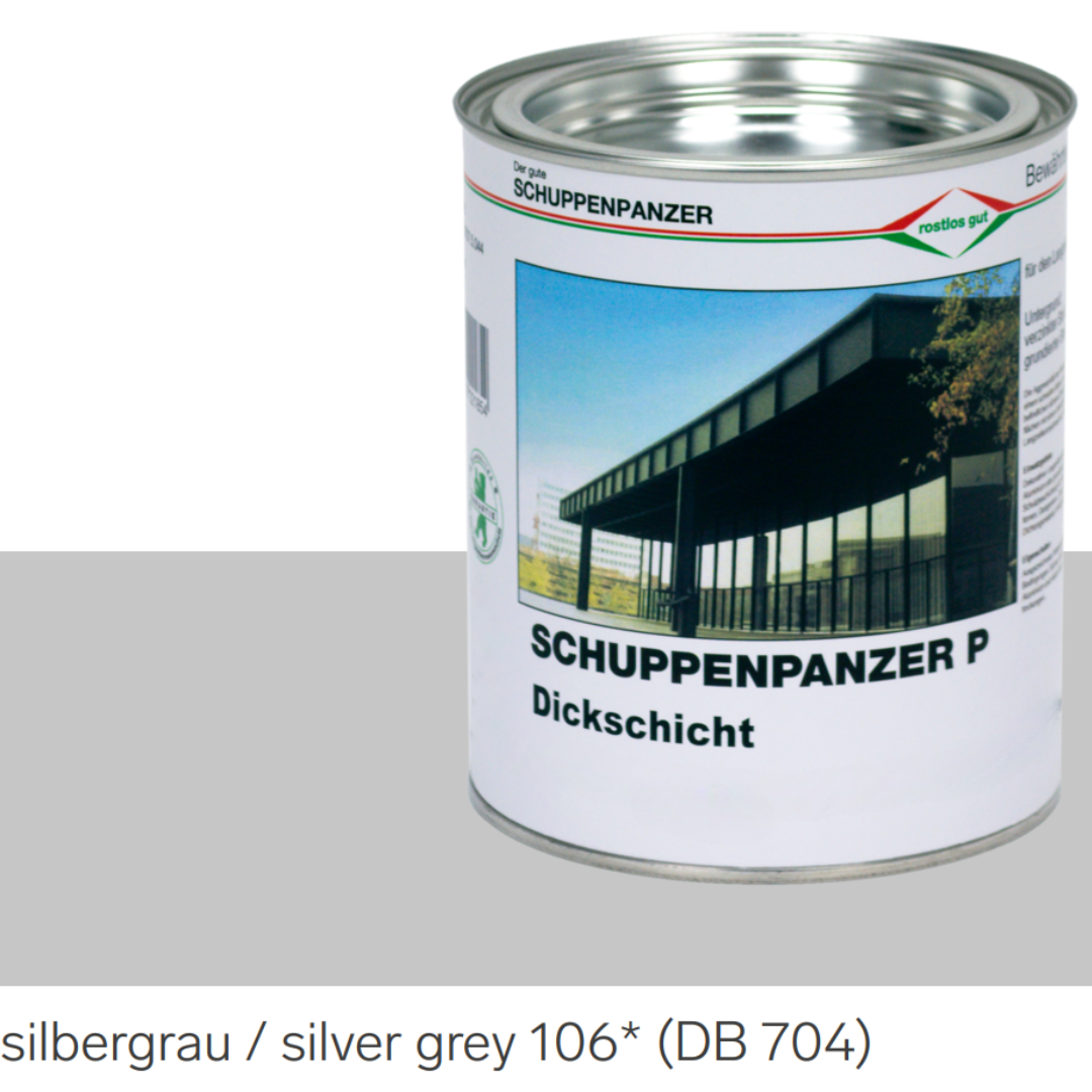 SCHUPPENPANZER-P Dickschicht 0707 silbergrau 106 DB 704 750 ml fuer Zaeune und STAHL-67-1051.8