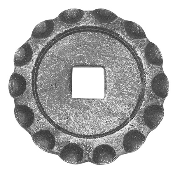Rosette - Zierteil - Ø 65x5 mm mit Loch 12-5x12-5 mm - Stahl -Roh- S235JR-30-2648.8