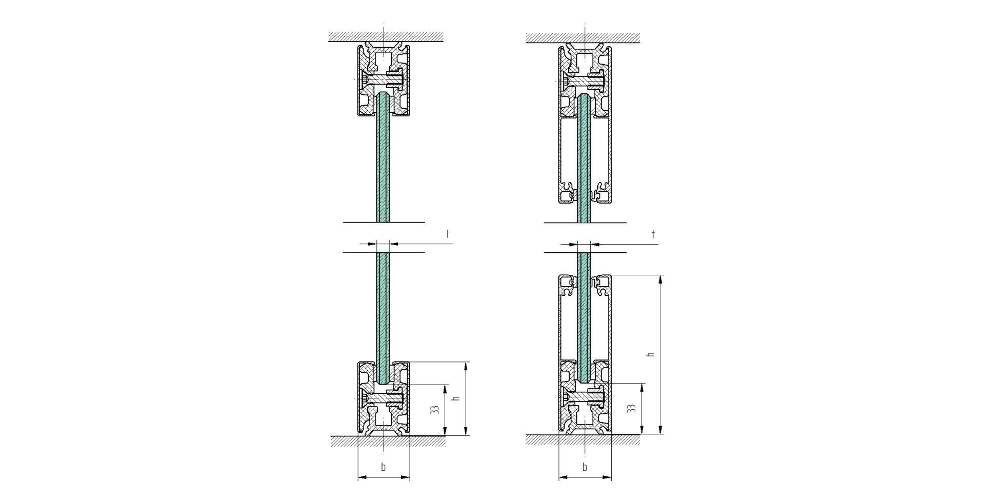 Laufschienenrohr Aluminium fuer Glasschiebetuer 3m - Glas 8-12mm - Elox- Satin-INOX-89-11GSALZP32X46SVA-A.4