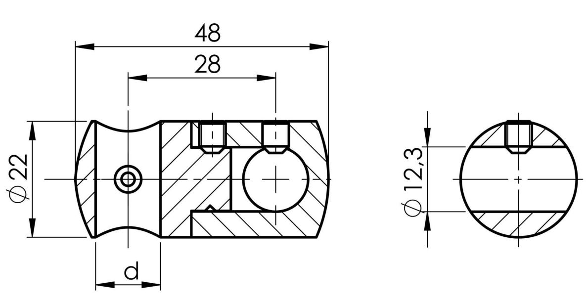 Querstabhalter V2A fuer Ø 12 mm geschliffen verstellbar-11-1627-A.4