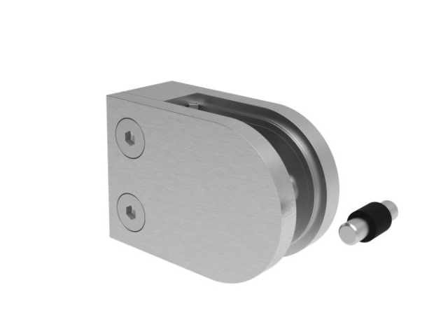 Glasklemme Edelstahl AISI 304 geschliffen fuer Flachpfosten Glas 6-12-76 mm-18-2500-A.4