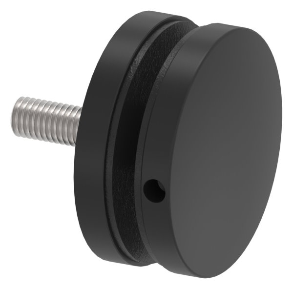 Glaspunkthalter Edelstahl V2A Ø 52 mm M10 fuer Glas 6-0–21-52 mm RAL 9005 schwarz matt-88-1160195-240.9005