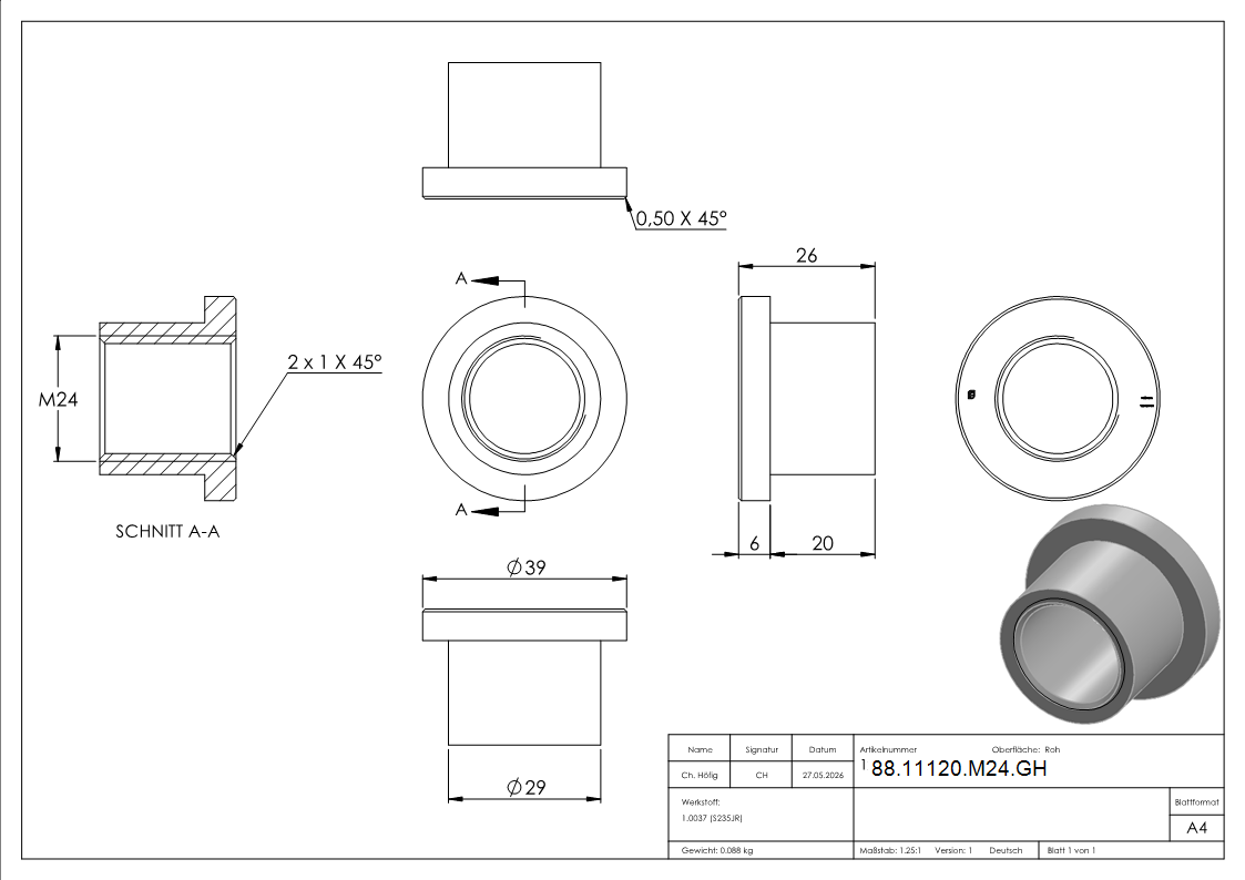 Gewindehuelse zu 120-M24-88-11120-M24.GH