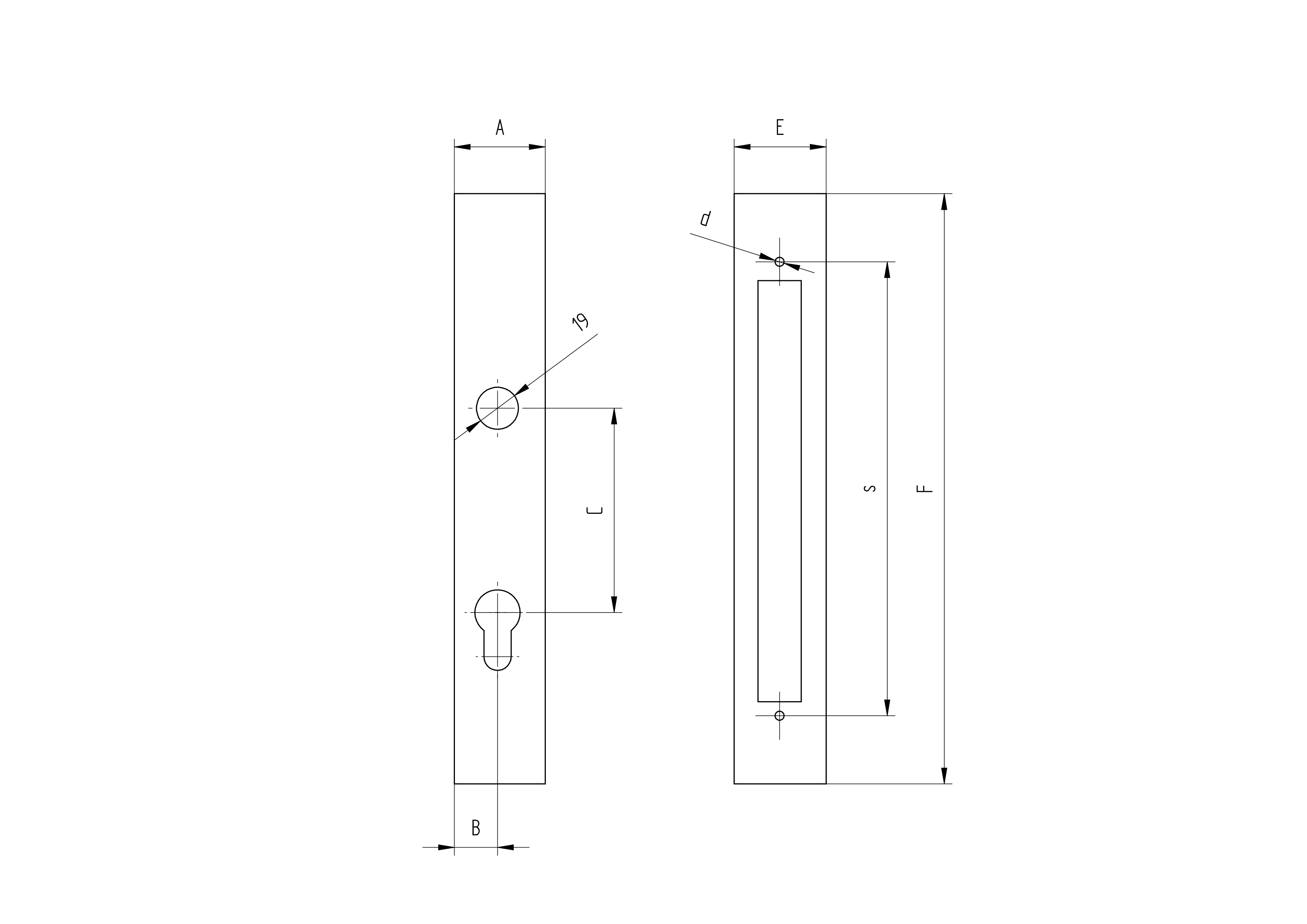 Profilschlosskasten Stahl 40x40 mm 300 mm fuer B1-30-25-5x82 Schloss-89-11B152J40X40-A.4