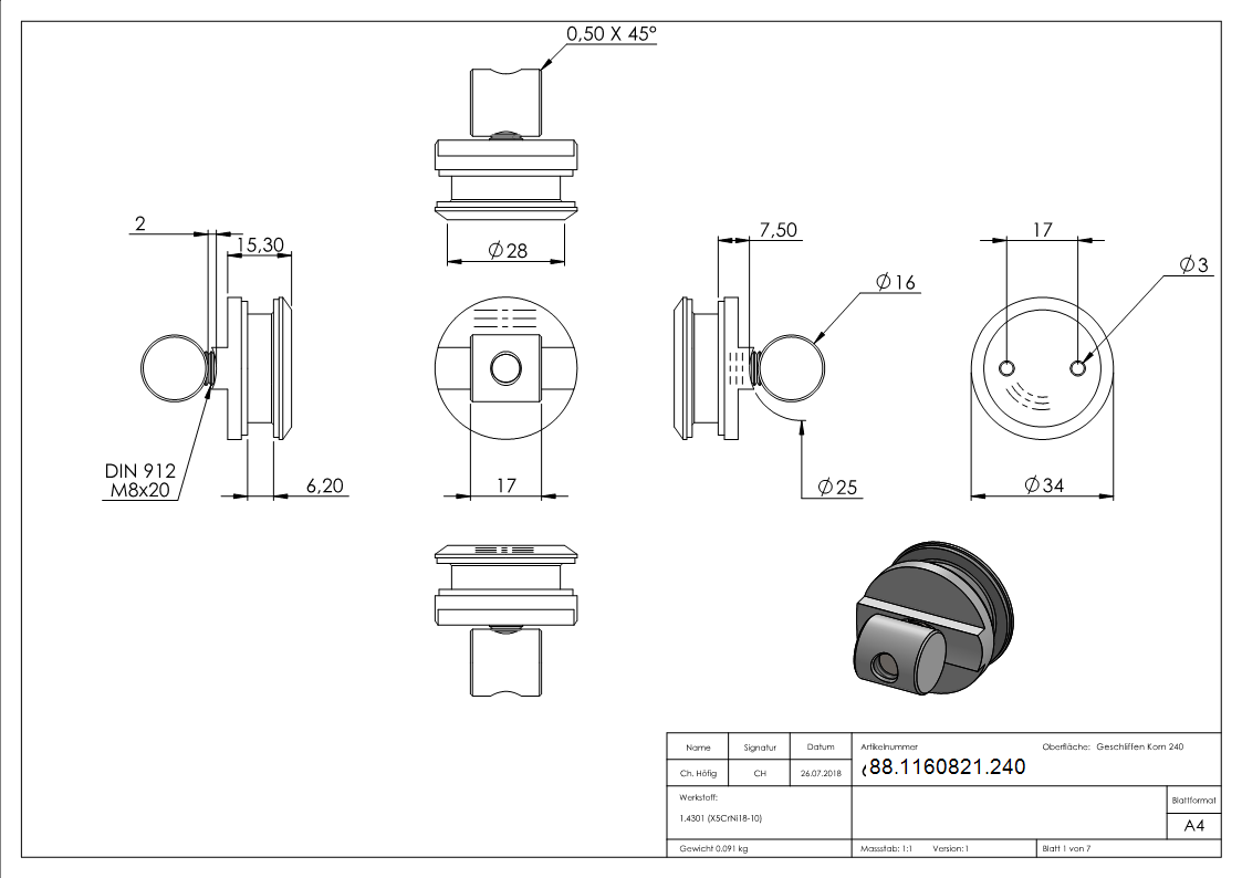 Laufschienehalter V2A Ø 50 mm fuer Glas 8-12 mm Wandmontage-88-1160821.240