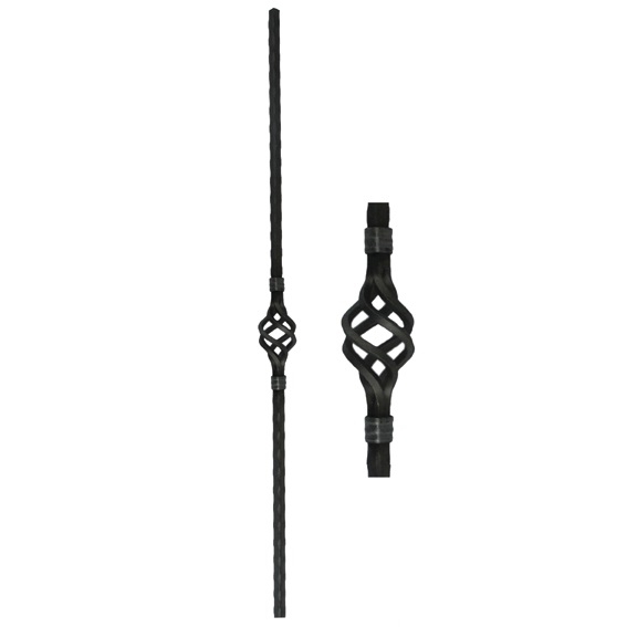 Zierstab Stahl 12x12 mm mit Dekorelement- roh- H900mm-89-11T10501T-A.4