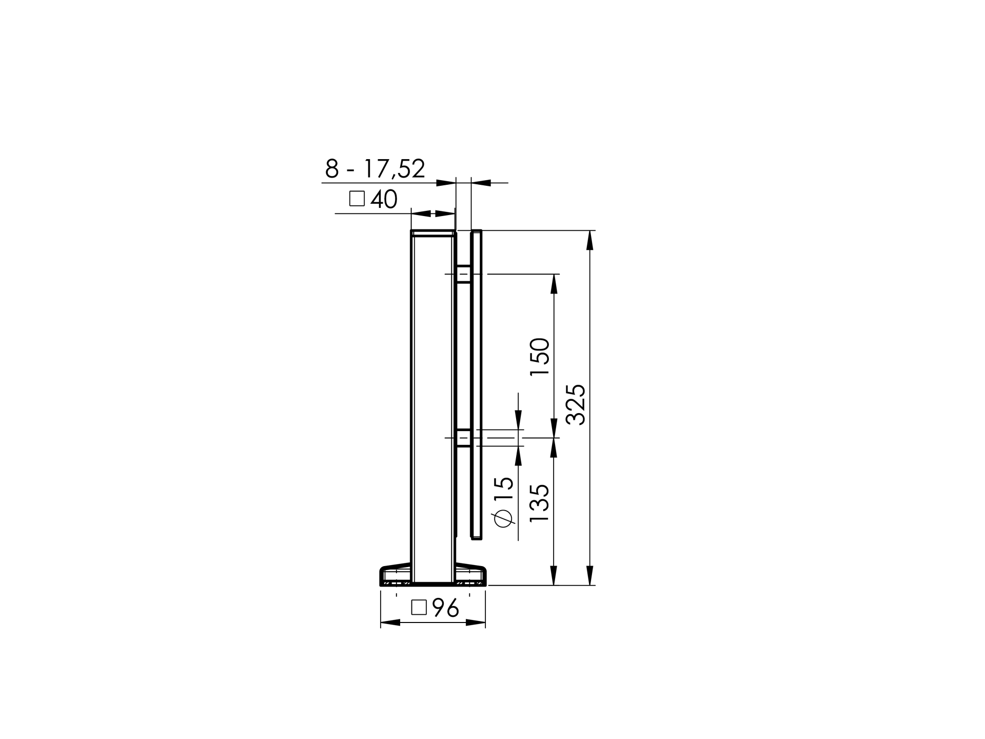 Stehender Halter fuer Glasscheibe Edelstahl AISI 304 geschliffen-89-11A6400040PLATE-A.4