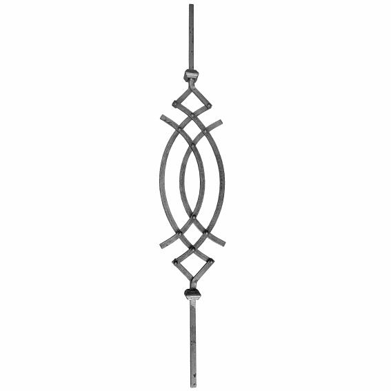 Geschmiedeter Zierstab Stahl schraeg 900x155mm- 12x12mm-89-11T10745A-A.4