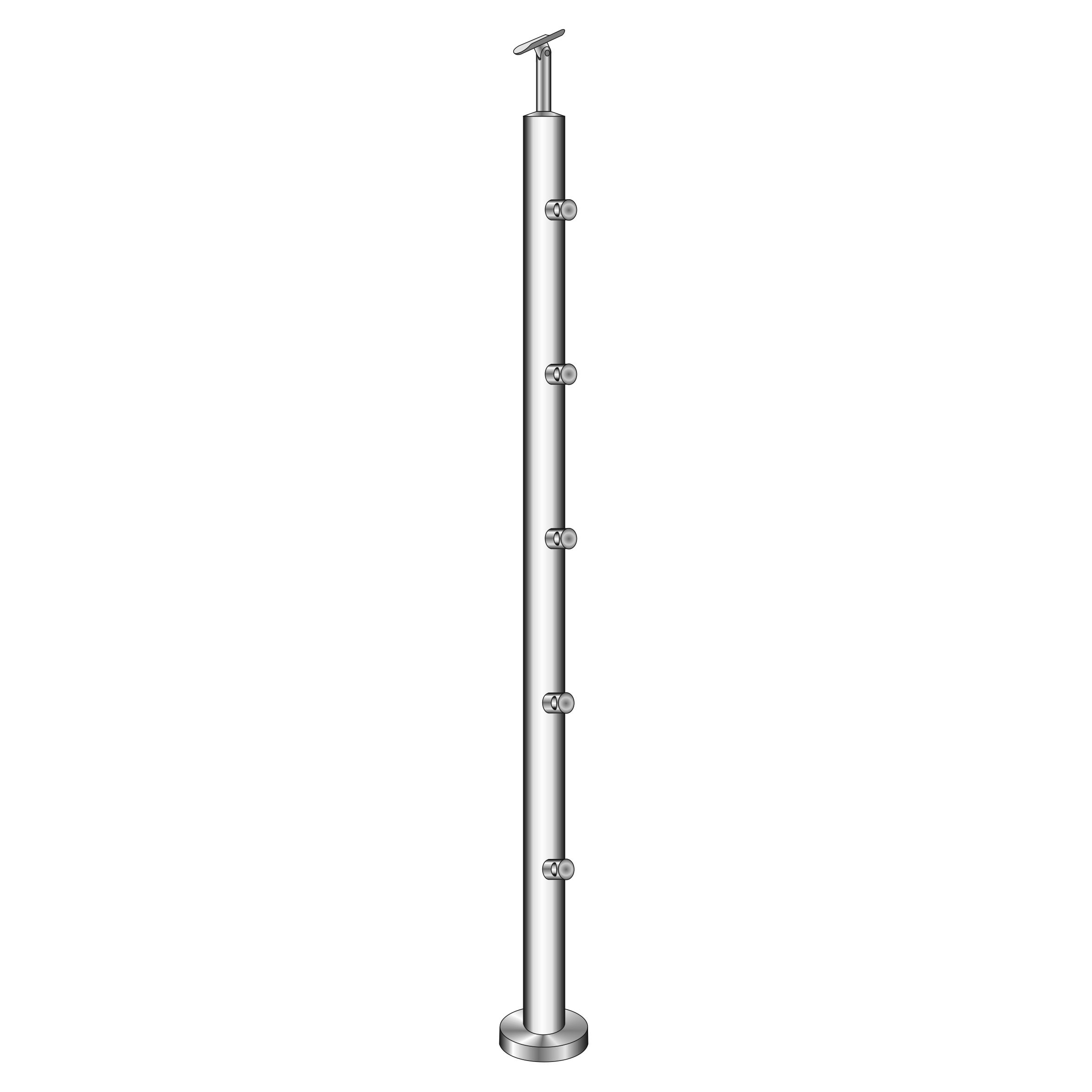 Treppenpfosten Edelstahl AISI 304 D 42-4 mm 1000 mm Oberverankerung 5 Fuellstabhalter-14-0075RR-A.4