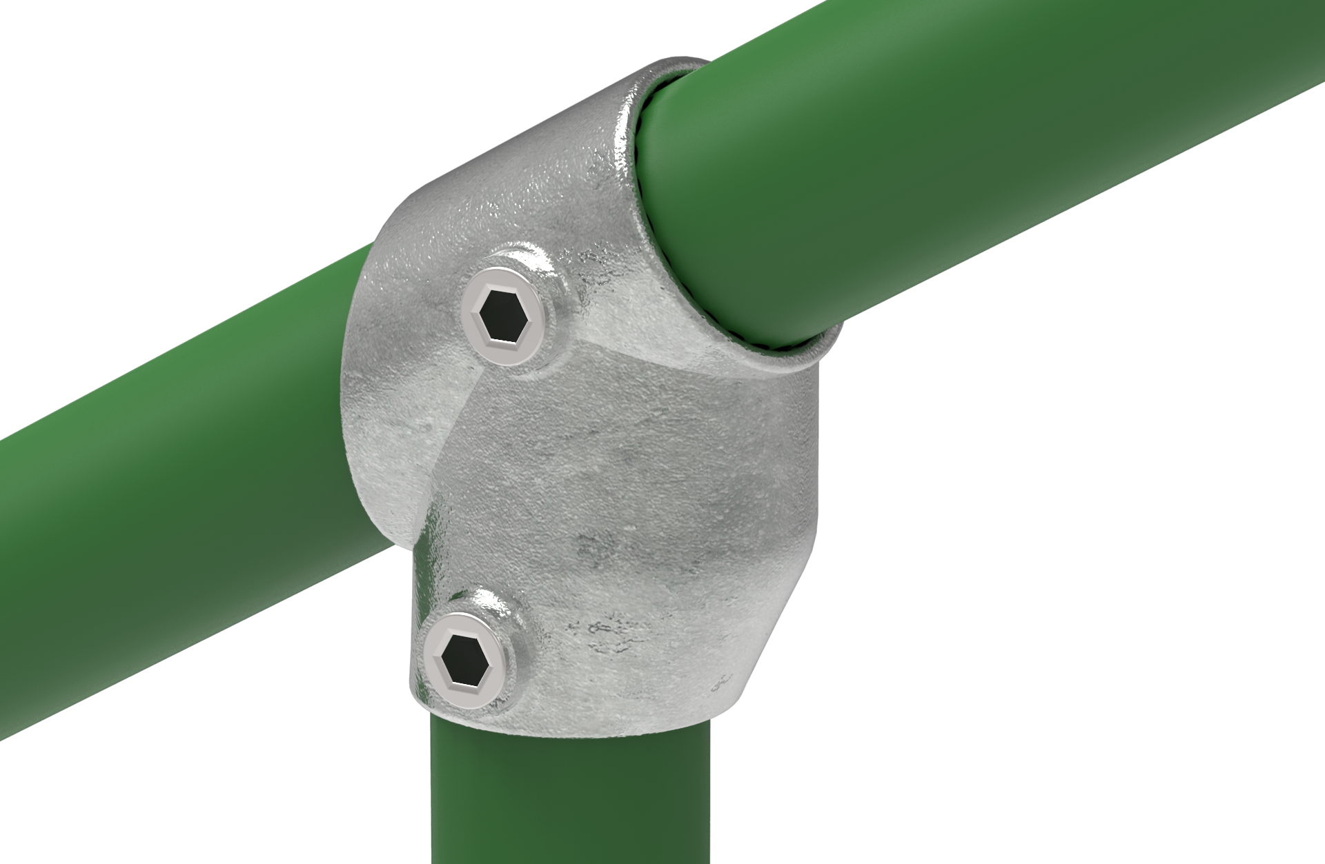 Rohrverbinder T-Stueck kurz 30-60° Ø 48-3 mm -1 1-2- - Temperguss verzinkt - 129D48-129D48
