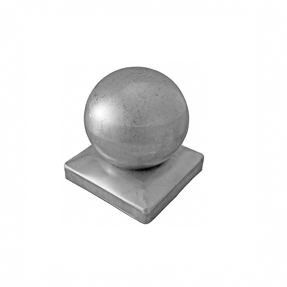Pfostendeckel mit Kugel fuer Vierkantpfosten 50x50 mm- Stahl roh-89-11E226150X50-A.4
