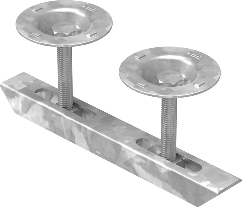 Doppelklemme mit Teller fuer Rosthoehe 30 mm MW 30-30 mm aus St37- feuerverzinkt-26-DKLEMME10.7