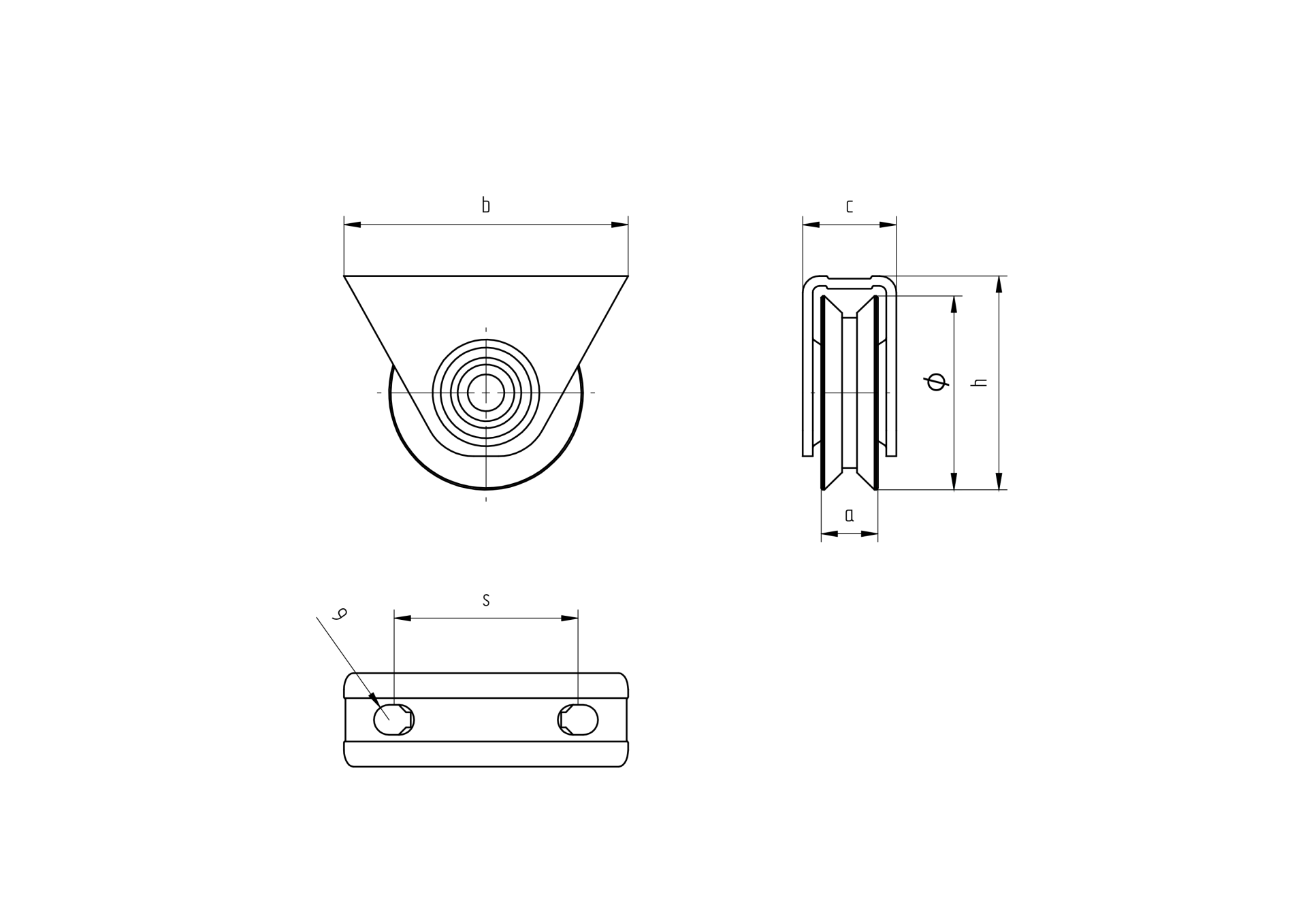Schiebetorrolle V-Profil  58 mm Edelstahl V2A - Nylon mit Sttze bis 200 kg-89-11H831V60NYLON-A.4