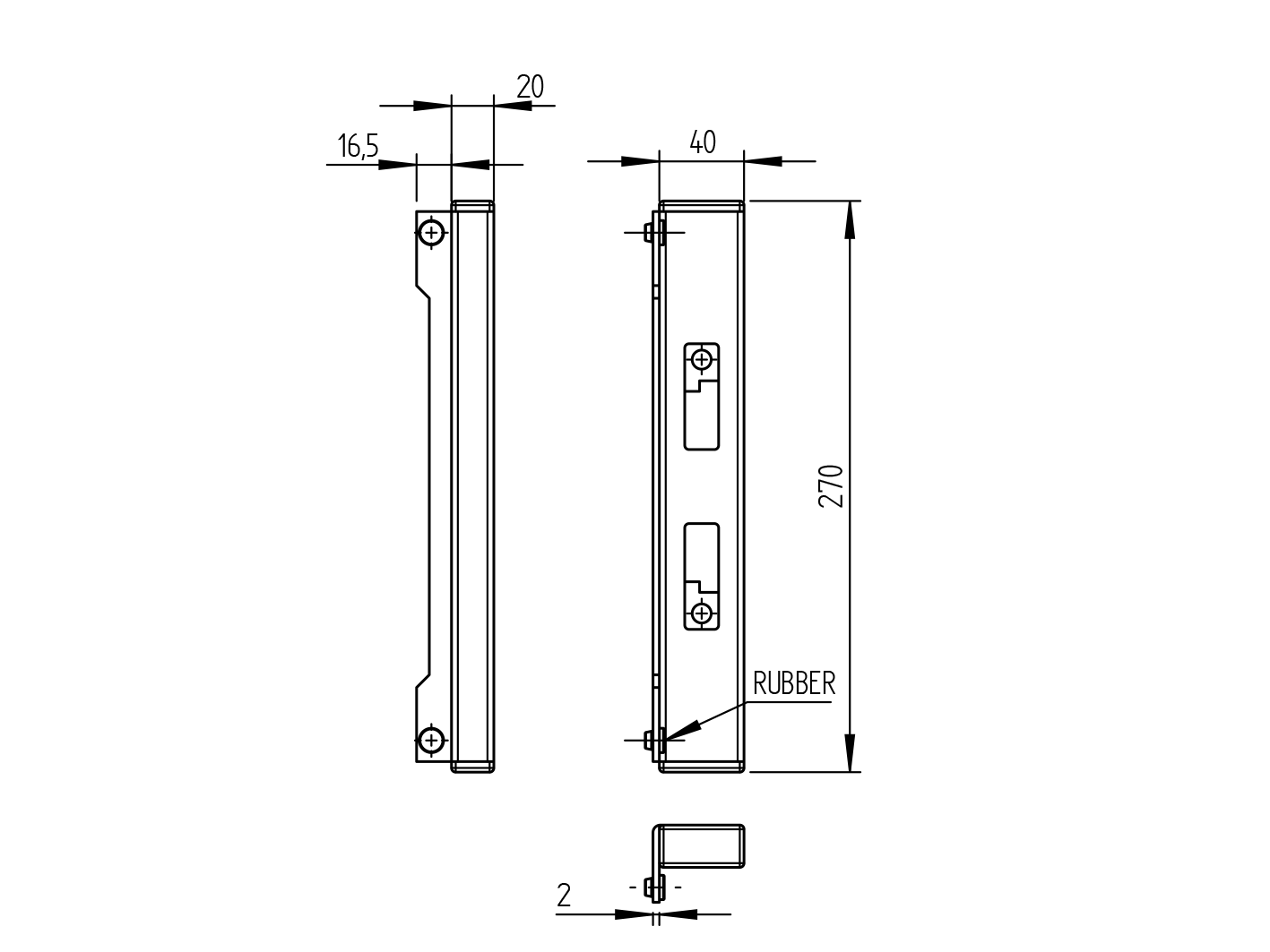 Toranschlag universal Edelstahl 40x20 mm geschliffen-89-11B86240X20-A.4