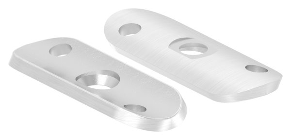 Handlaufanschlussplatte V2A 63x25x4 mm fuer Rohr 42-4 mm 2 Bohrungen versetzt- M6 gesenkt-11-2144.4
