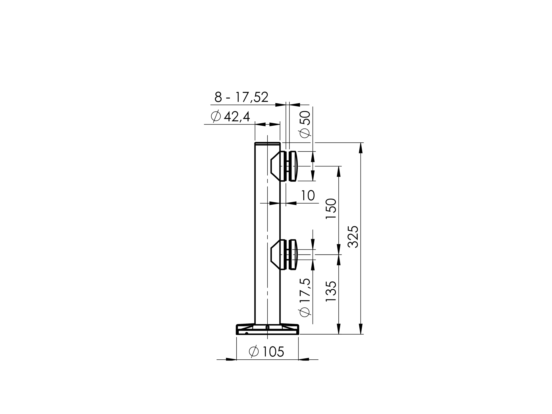 Stehender Glashalter fuer Glasscheiben Edelstahl AISI 316 geschliffen-89-11A146300000-A.4