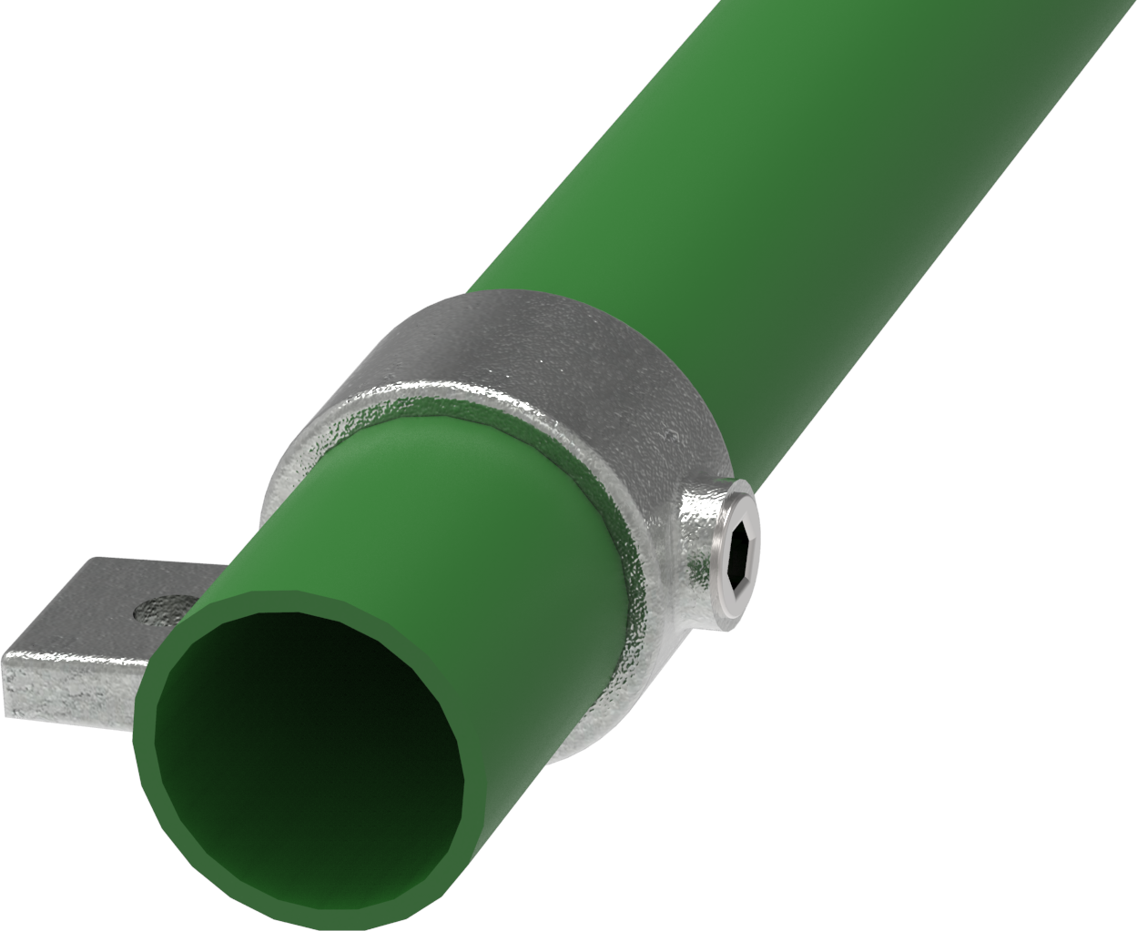 Rohrverbinder - Befestigungsring mit Flansch 1 Bohrung - 199 - 26-9 mm - 48-3 mm - 3-4- - 1 1-2- - Feuerverzinkt u. Elektrogalvanisiert-199