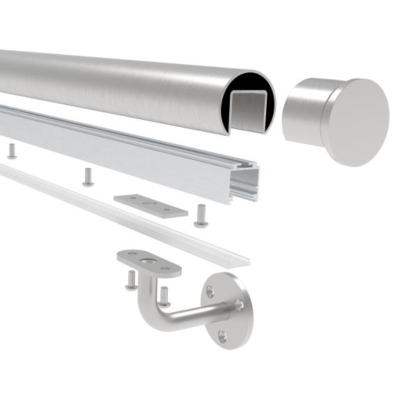 LED Handlaufprofil Aluminium 23 x 24 x 5000 mm roh inkl- Abdeckung-89.AL23X245000LEDSET