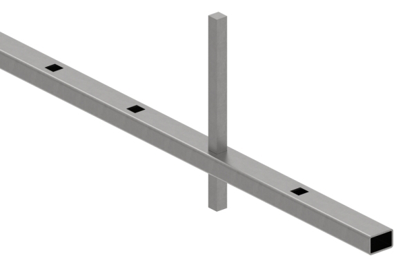 Rechteckrohr Stahl roh 30x20x2 mm L=3000 mm mit 24 Loechern fuer Vierkant 12x12 mm-88-1169901.120