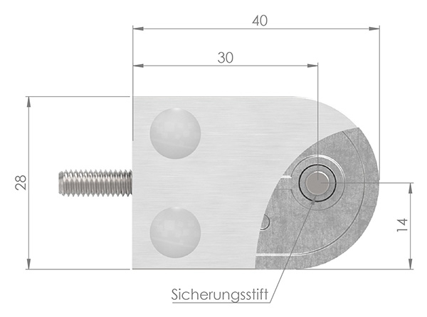 Glasklemme 40x28x17-4 mm Flach- fuer 6-76 mm VSG Glas-10-MODELL16-1.6