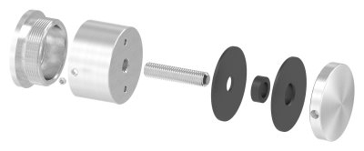 Glaspunkthalter Edelstahl V4A Ø 52 mm Klemmbereich 12-0-25-52 mm flach verstellbar-88-1160250.V4A