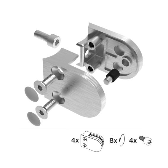 Glashalter V2A fuer Rohr 42-4 mm halbrund geschliffen 4er Set-89-11A2000042SET4-A.4