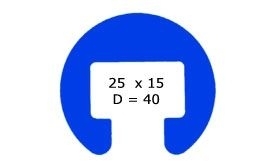 25 x 15 mm (R40) średnica 40
