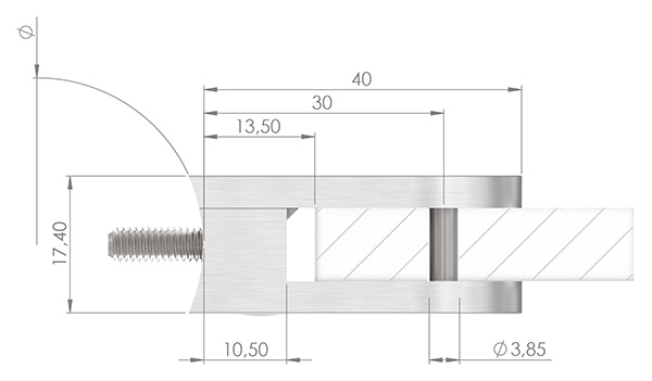 Glasklemme 40x28x17-4 mm Ø 33-7 mm- fuer 8-38 mm VSR Glas-10-MODELL16-3.22