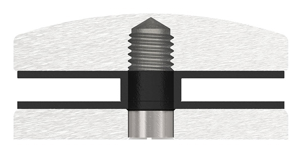 Glaspunkthalter Ø 72 mm- V4A- Anschluss- Flach mit AbP-10-5200.1