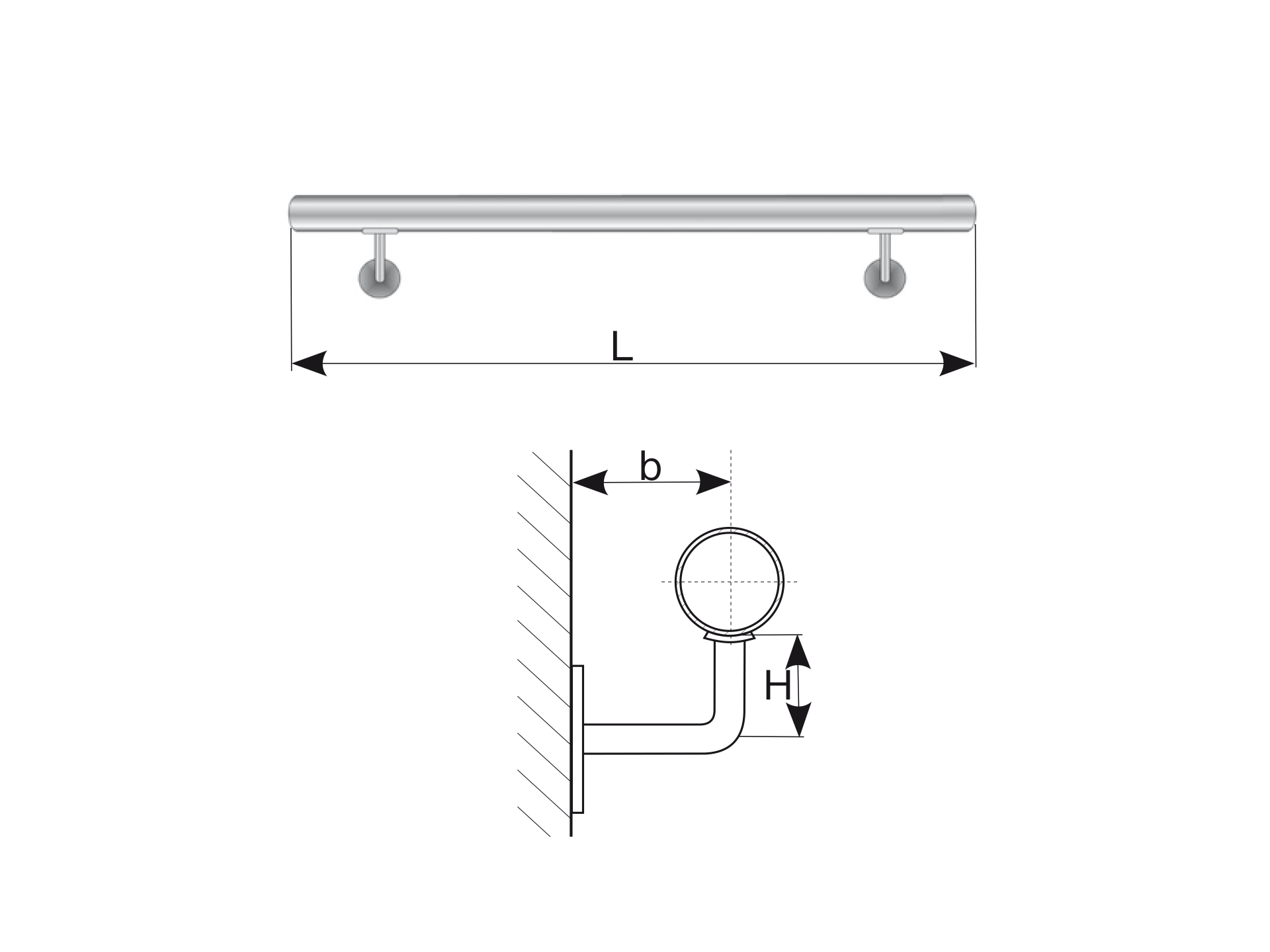 Handlauf Edelstahl AISI 304 Ø 42-4 mm Laenge 3000 mm Glanz-89-11AM3000L-A.4-D