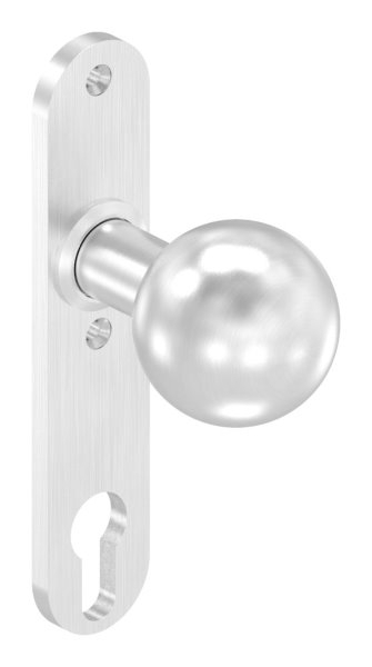 Tuerknopf Edelstahl V2A Ø 50 mm mit Langschild feststehend geschliffen Korn 240-88-1156644.240