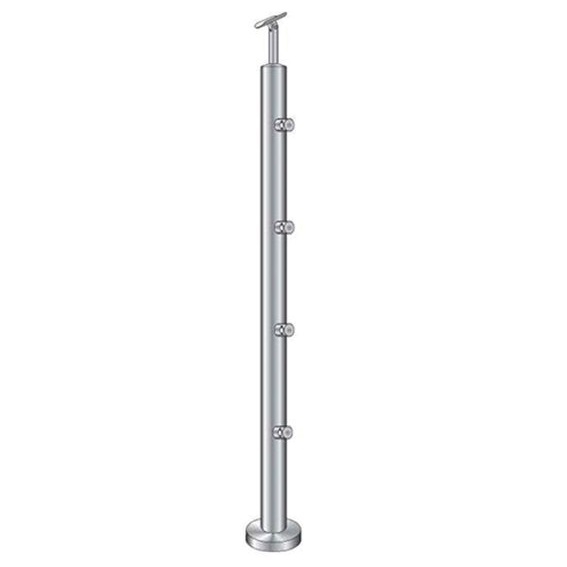 Treppenpfosten Edelstahl V2A H900mm D42-4mm Topmontage fuer 4x Fuellstab D12mm-14-0065RR-A.4