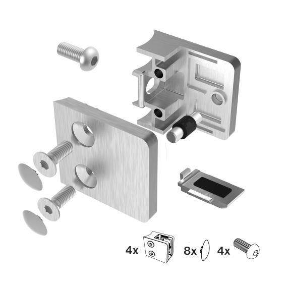 Glasklemme V2A fuer Rohr Ø 42-4 mm halbrund 4er Set-89-11A23KP042SET4-A.4