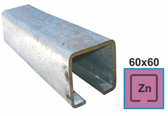 Laufschiene C-Profil Stahl 60 x 60 x 4-0 mm L=3000 mm galvanisch verzinkt-89-11H0260X60ZN3000-A.4