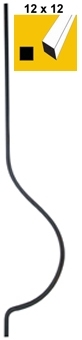 Zierstab Stahl 12x12mm- 900mm lang- mit Zierelement- roh-89-11T12N12X12-A.4