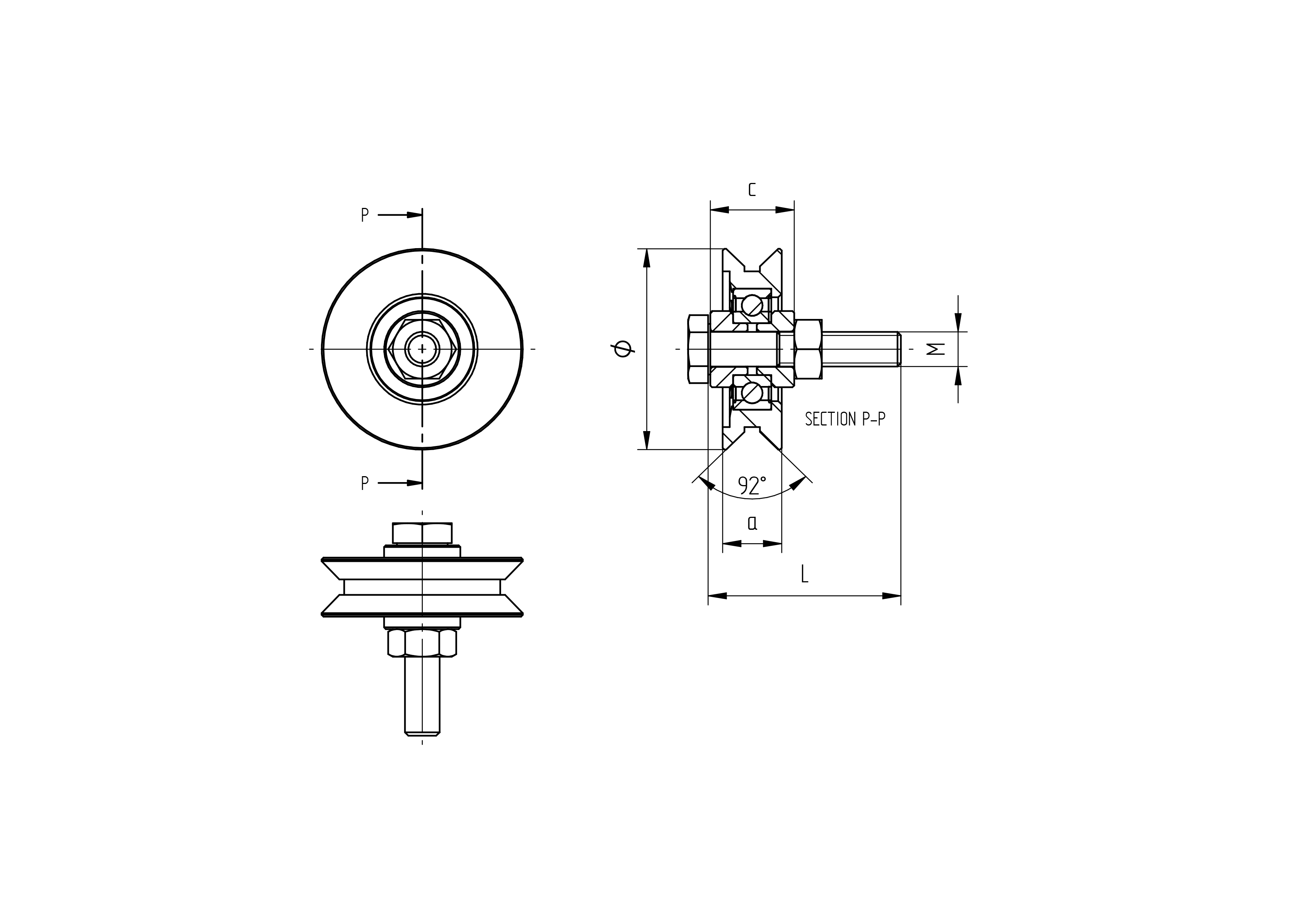 Schiebetorrolle mit V-Rille Stahl verzinkt Ø 78 mm M10 bis 300 kg-89-11H06V80-A.4